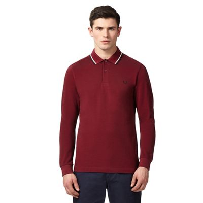 Fred Perry Maroon long sleeve polo shirt